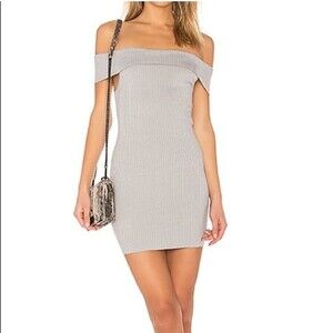 NWT By The Way Tara off shoulder dress silver L‎